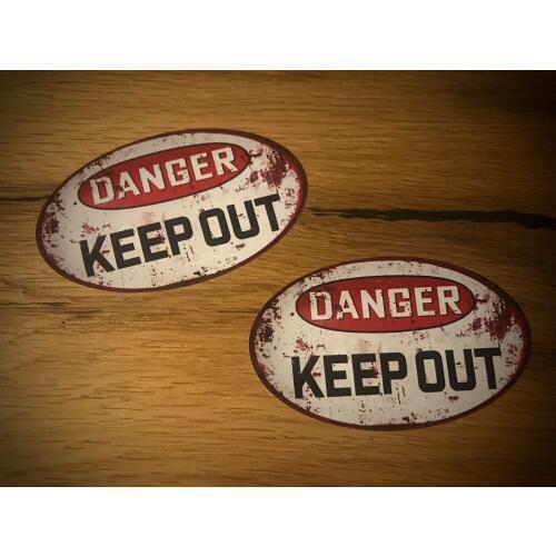DANGER Decal Sticker Keep Out Car Tuning Vintage Rust Look Rat # 123