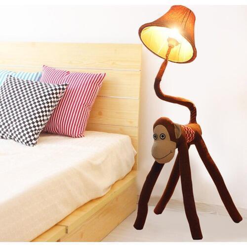New Modern Cute fabric Brown Monkey floor lamp romantic rural Study Room floor lamp cute children bedroom floor lights