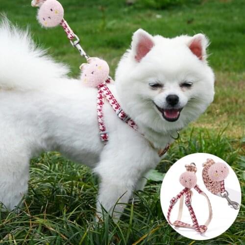 Nylon Pet Dog Harness Leash Set Adjustable Cute Rabbit Cat Harness Vest Small Medium Dogs Chihuahua Pug Outdoor Walking Supplies