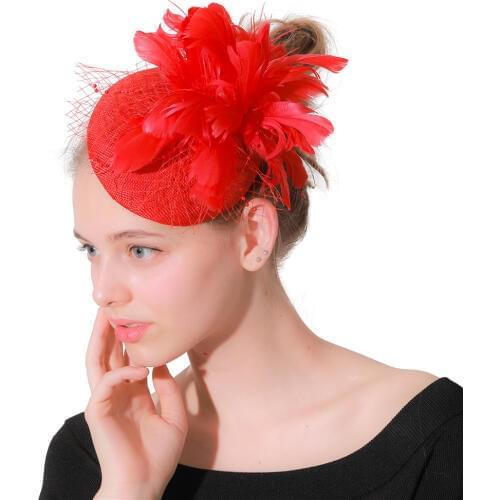 New Vintage Eed Hair Fascinator Accessories With Fancy Feather Flower Headwear Hair Clip Show Derby Race Hair Accessories Church