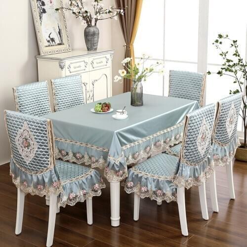 Simple Atmospheric Dining Chair Set Chair Cover Chair Cushion Backrest Tablecloth Dining Tablecloth Coffee Table Cover
