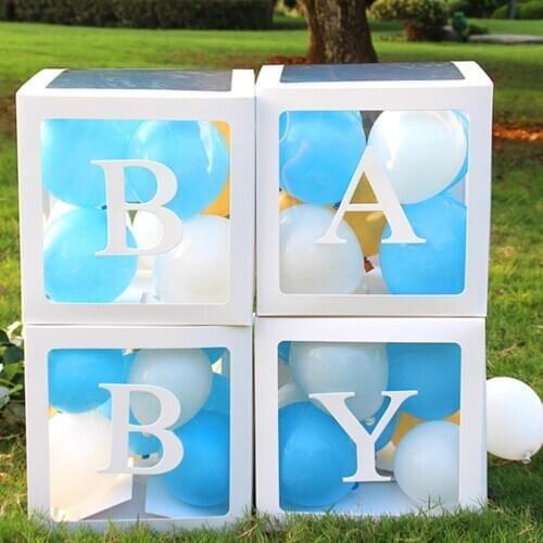 Transparent Name Box Balloons 1st Happy Birthday Party Decoration Kids 1 2 Years Baby Shower First 1st Birthday Balloons Balony
