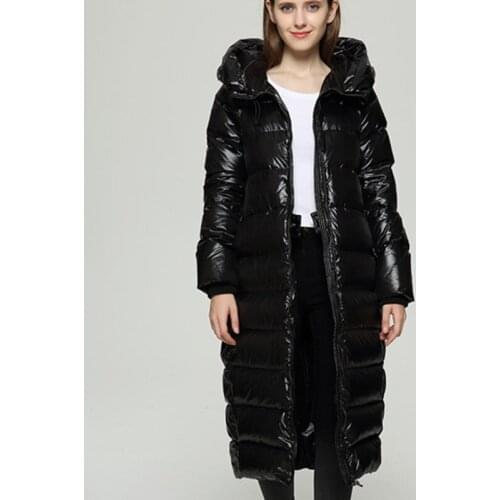 Down jacket womens long over-the-knee winter wear new thick warm white duck down jacket cocoon winter wear