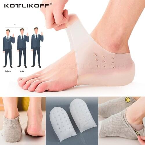 Silicone Invisible Inner Height Insoles Lifting Increase Socks Outdoor Foot Protection Pad Men Women Heel Cushion Hidden Insole