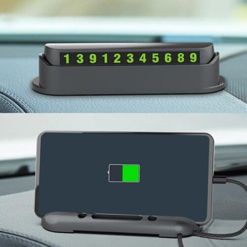 Luminous Car Temporary Parking Card Auto Sticker Parking Car Accessories Hidden Switch Phone Number Stop Sign Card Plate