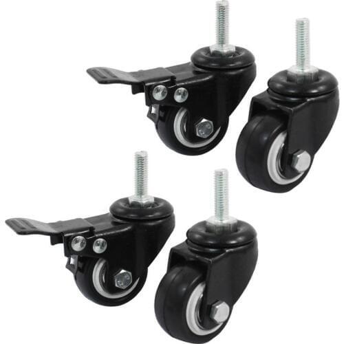 Shopping Wheel Trolley Brake Swivel Caster, 1.5-Inch, Black, 4-Piece