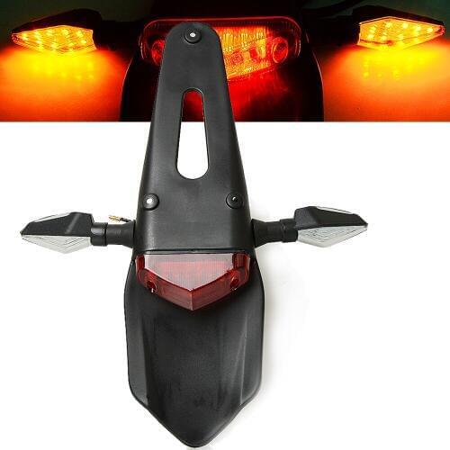 Universal Dirt Bike Motorcycle Accessories Enduro Smoke Red Clear LED Rear For Fender Brake Tail Light With Turn Signals Lamp