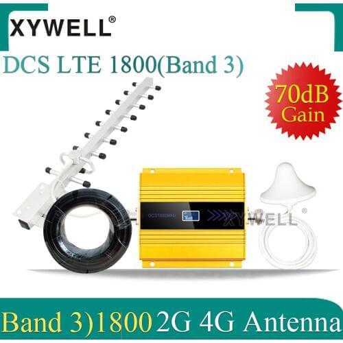 1800 gsm repeater 2G 4G LTE 1800MHZ 4G cellular Amplifier DCS 1800Mhz 2G 4g Network Cellphone Signal Booster + Yagi Antenna