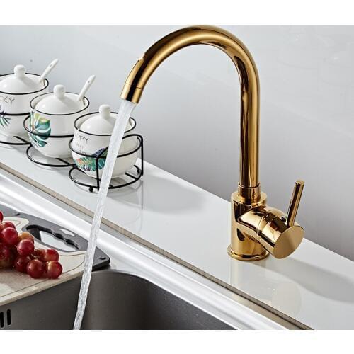 Uxury Kitchen Faucet Hot and Cold Water 360 Degree Rotation Gold Brass Water Mixer Tap Sink Faucet Vegetable Washing