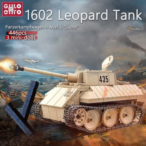 WW2 Military VK 1602 Leopard Light Tank Building Blocks Creative Weapons MOC Bricks Set Kids Toys For Children Boys Giftts