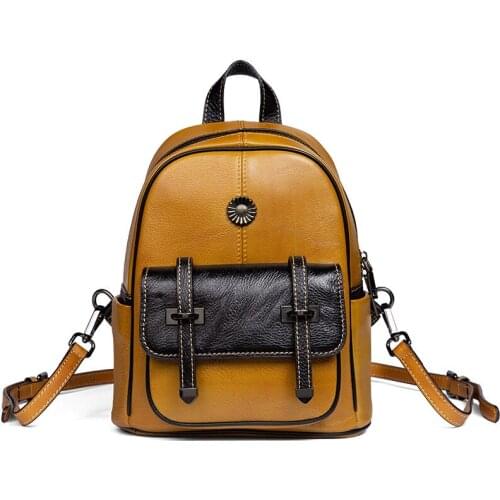 YourSeason Handmade Ladies Genuine Leather Backpack 2021 Retro Cowhide Girls Large Capacity Casual Travel Bags