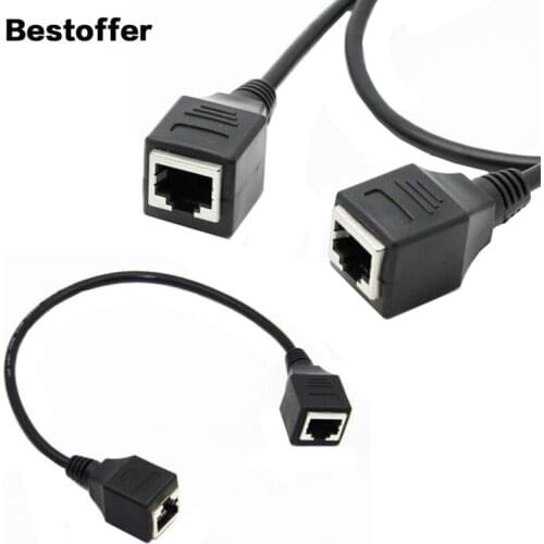0.3 Meters RJ45 Female to Female Screw Panel Mount Ethernet LAN Network Extension Cable