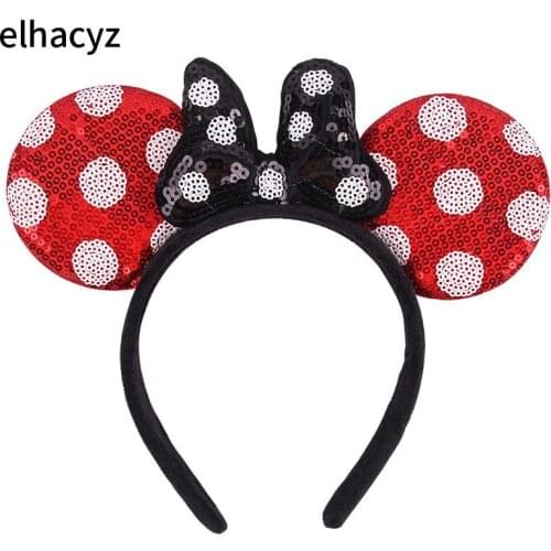 1PC New Chic DOT Big Glitter Sequin Bow Mouse Ears Hair Band Women Glirs Soft Delicate Headband Hairband DIY Hair Accessories