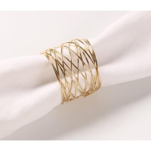 1Pcs Hotel Gold Silver Wire Mesh Napkin Ring Mouth Ring Metallic Napkin Buckle Table Wedding Decoration Support Dropshopping