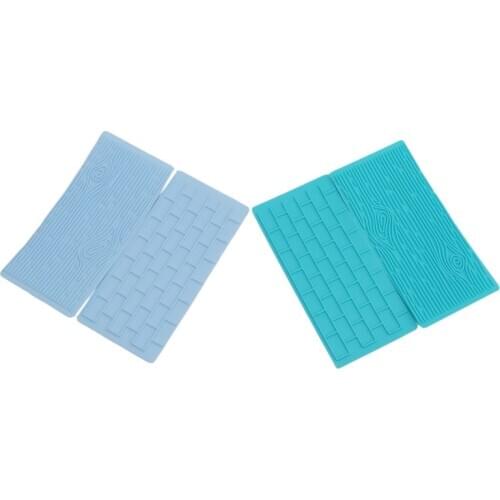 2PCs/ Set Texture Silicone Mold Of Tree Bark Brick Wall Silicone Mat Fondant Cake Decorating Tools Bakeware