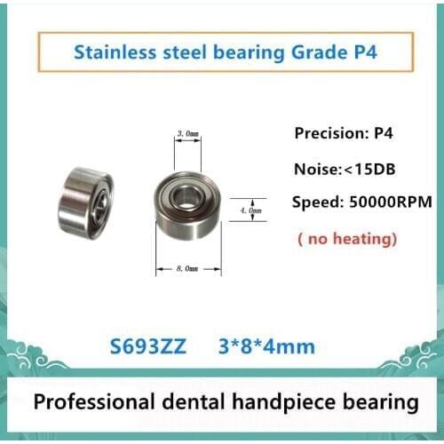 20pcs Dental Handpiece bearing S693ZZ 3x8x4mm P4 stainless steel ball bearings gearbox 50000rpm no heating