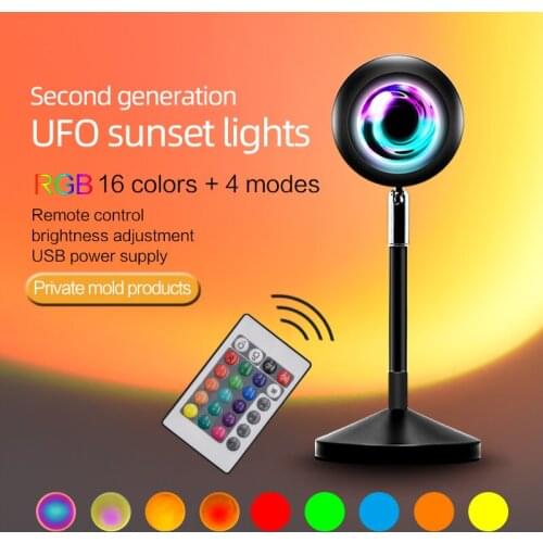 2021 Creative USB Sunset Projector Light RGB Variable Light Sun Rainbow Projector Atmosphere LED Night Light Colorful Lights
