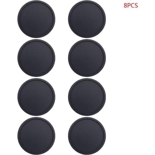 8 Pcs Round Black Thicken Glass Coasters Durable Silicone Pad for Drinks Cups Bar Glass Table Desktop Decorations Placemat Acces