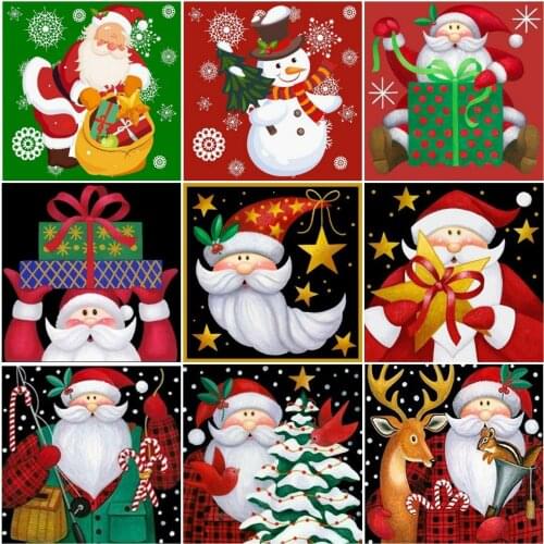 AZQSD Diamond Embroidery Santa Claus Mosaic Rhinestones Diamond Painting Christmas Cartoon Cross Stitch Handmade Home Decor