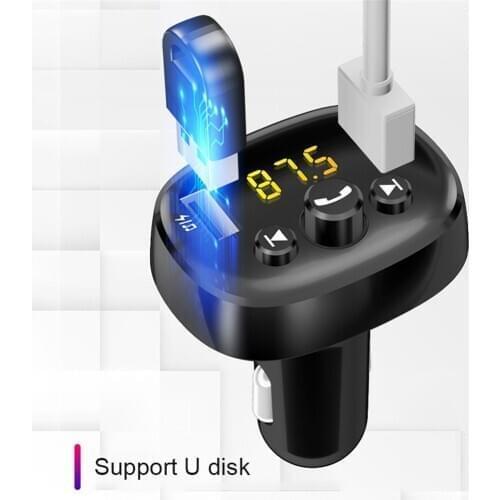 Car Kit Handsfree Bluetooth 5.0 Fm Transmitter 3.1A Dual Usb Fast Charger Support U Disk Car Mp3 Player Fm Modulator Wholesale