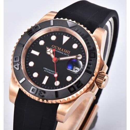 OUMASHI Luxury Brand black dial 40mm Mens Watch Mechanical Automatic Stainless Steel Sapphire Glass 2813 Movement Ceramic Bezel