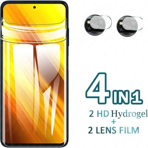 Case On for Xiaomi mi Poco X3 NFC Hydrogel Screen Protector Tempered Glass Camera Lens mi 10t Pro Lite F3 on Redmi Note 10 Pro