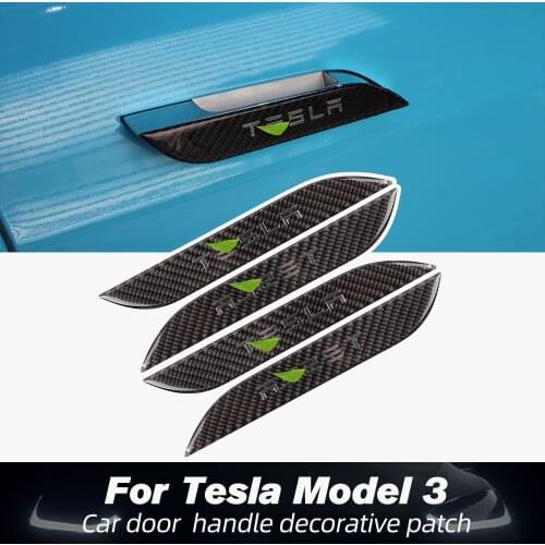 ModelS Carbon Fiber Car Door Handle Cover For Tesla Model S Accessories Decal Wrap Door Protector Sticker Model X Guard
