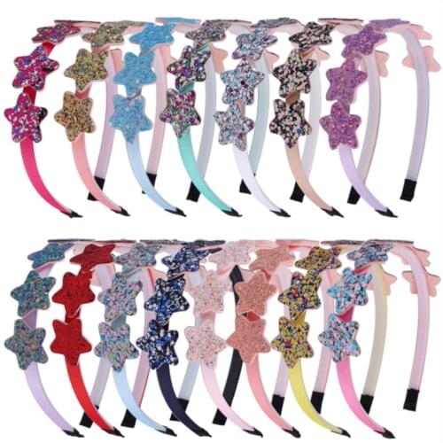 New Hot Sale Childrens Sequined Star Headband Glitter Green Onion Pink Star Plastic Headband Girl Hair Accessories