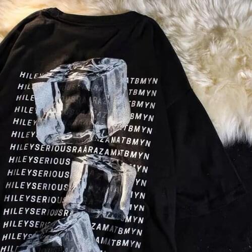 Pure Cotton t shirt apparel Couple Casual clothes Loose Short Sleeve crop top oversized T-Shirt y2k Shirts women Ice Cube Print