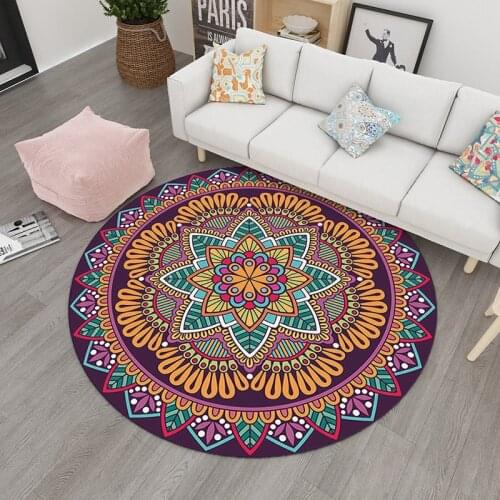 Geometric Boho Style Round Kichen Carpet Parlor Floor Mats Carpets for Living Room Bedroom Modern Non-slip Kids Play Area Rugs