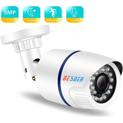 BESDER 5MP 3MP 2MP IP Camera Audio H.265 Security Camera Outdoor CCTV IR Night Vision 20M Multi View Plug&Play Motion Detection