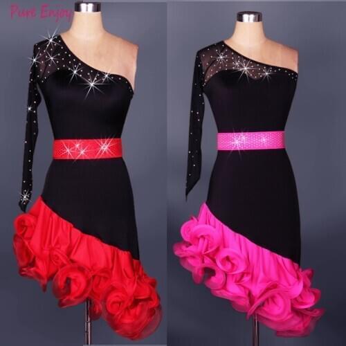 Latin Dance Competition Dress New Performance Dress High-grade Black Chinese Sexy diamond latin dance Costumes have belt