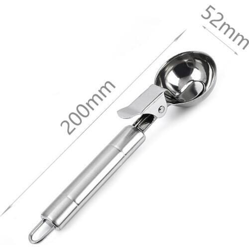 Kitchen Stainless Steel Fruit Ice Cream Scoop Spoon Cookies Spoon Dipper Handle Food Portioner Cutter Scoop Home Ice Cream Tools