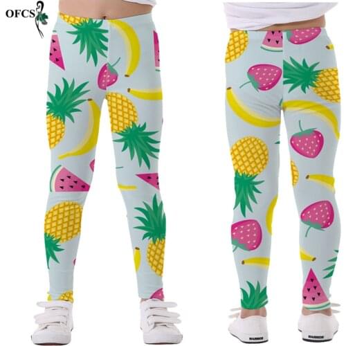 Summer Sweet Girl Print Leggings Retail Kids Girls Slim Pants Childrens Clothes Girl Skinny Pencil Elastic Pants Kids Trousers