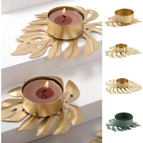 Metal Candlestick Turtle Leaf Shape Candle Holder Desktop Ornament Decoration for Home Party Wedding Festival