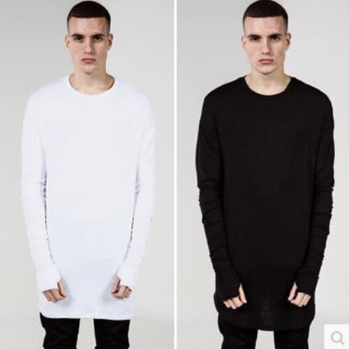 Mens T-shirts European American mittens long-sleeved T-shirts mens bottoms large round neck pullover mens T-shirts fashion