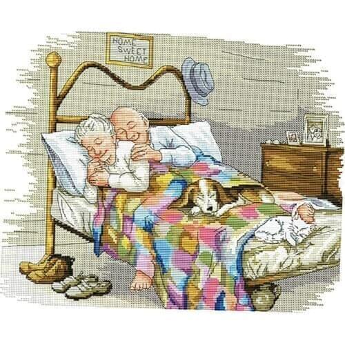 Counted Cross Stitch Kits- Cross Stitch Pattern The Old Married Couple with 14CT