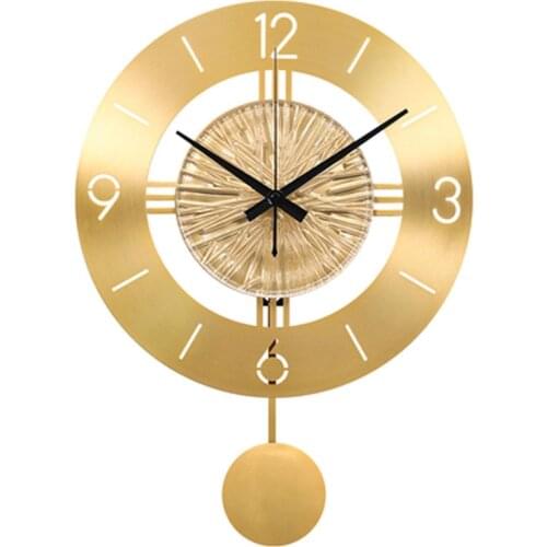 Nordic Wall Clock Living Room Home Decoration Pure Copper Modern Minimalist Quartz Clock Home Decore Reloj Mural Pared