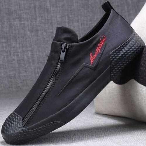 Fashion New Canvas Driving Shoes Men Black khaki GRAY Vulcanized Lazy Canvas Shoes Mens Designer Sneakers A31-13