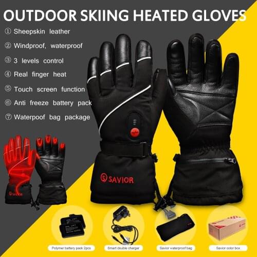 SAVIOR Winter Men Women Rechargeable Battery Heated Gloves for Skiing Mortorcycle Riding Hiking Hunting Fishing Gloves SHG15B