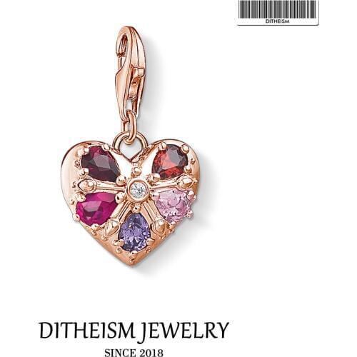 Royalty Heart Charms Pendant,2019 Brand Fashion Jewelry 925 Sterling Silver Bohemia Gift For Women Girls Fit Bracelet Necklace