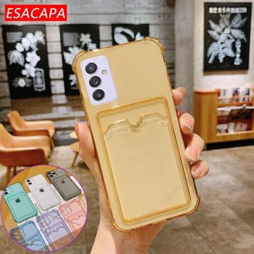 Clear Airbag Bumper Shockproof Phone Cover For Samsung Quantum 2 A82 A32 A42 5G Card Slot Holder Case For Samsung Note 20 Ultra