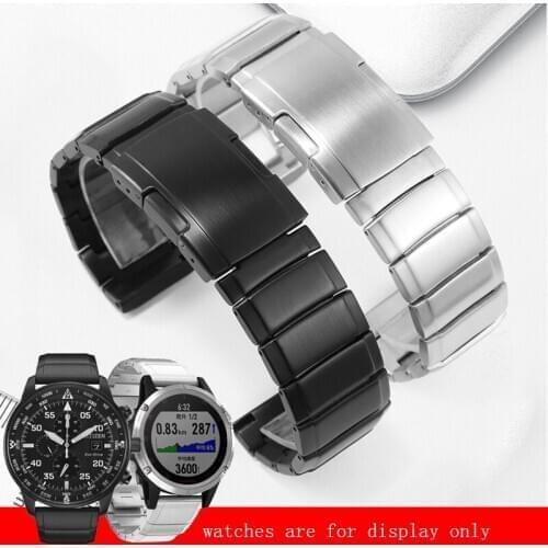 20mm 22mm Solid Stainless Steel Strap Black Silver Bracelet Suitable For Mens And Womens Brand Universal Wristband