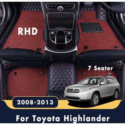 RHD Luxury Double Layer Wire Loop For Toyota Highlander 2013 2012 2011 2010 2009 2008 (7 Seater) Car Floor Mats Carpets Interior