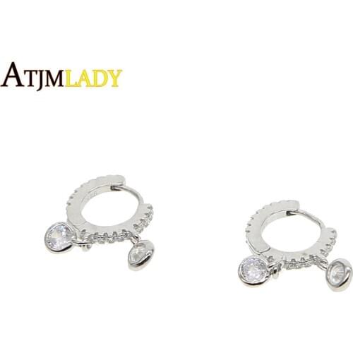 Rushed Brincos Earings Tear Drop Cubic Zirconia Earringst Girl Women jewelry Gift 925 Sterling Dangle Small Earring