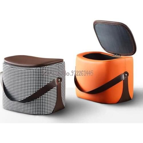 Nordic net red storage Saddle Stool low stool portable leather door shoe stool household shoe stool storage sofa pedal