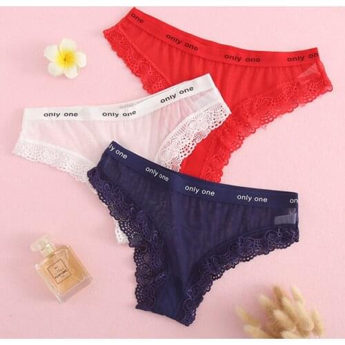 Womens underwear lace cotton soft crotch waist girls sexy gauze transparent traceless cute girls briefs