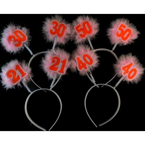 Birthday DIY decoration Pink feather white headband Anniversary orange 21 30 40 50 happy birthday event party supplies