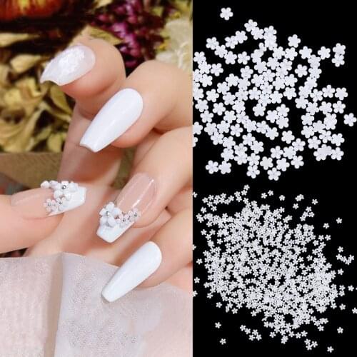 100/500Pcs Nail Art Decoration Diamond Mini White Five Petal Flower Nail Decoration Material Package Cute Little Flower Resin