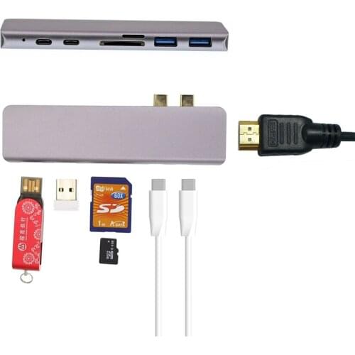 USB-C Dock to HDMI HDTV 4K Adapter USB Type-C Hub with PD Power TF SD Card Reader USB 3.0 for MacBook Pro/Air 2019